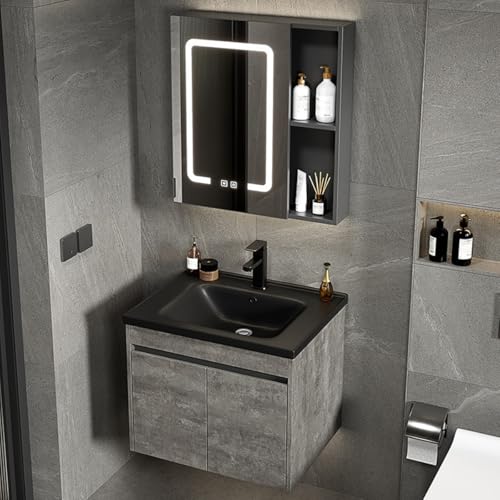 Lavabo de pared compacto de 71cm con repisa para optimizar el espacio en baños pequeños 3