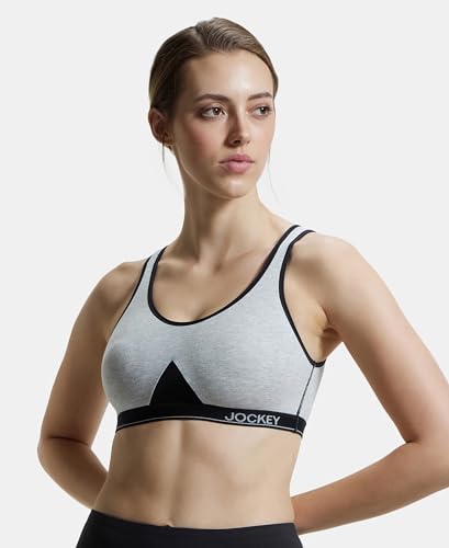 Image of Jockey 1376 Active Bra | Wirefree | Non Padded | Full Coverage Slip-On with Wider Straps | Super Combed Cotton Elastane Fabric