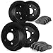 Dynamic Friction Company Front and Rear Brake Rotors Slotted Black with Ultimate Duty Performance Brake Pads - 3404-92002