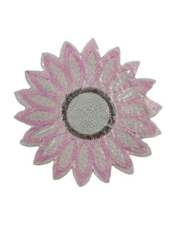 Image of Pink Sequins & Embroidered Sunflower Hot-Fix Patch for Women and DIY Used