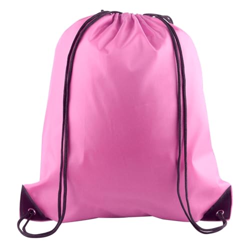 Image of PLULON Pink Drawstring Bags Drawstring Backpack Bulk, String Backpack Cinch Sack Sport Gym Bags for Yoga Traveling Outdoor Sports