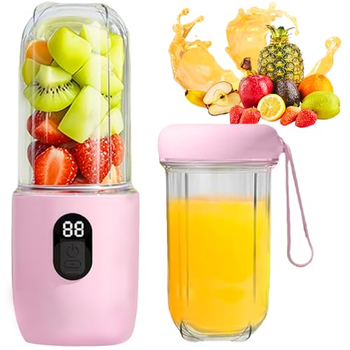 AXVRAV - Tragbarer Mixer Smoothie Maker to Go, 500ML Portabler Elektrischer Saftpresse mit Digitalanzeige, 16-Blatt SUS Schneidkopf & USB, Mini Standmixer für Fitnessstudio, Büro, Camping - -10%