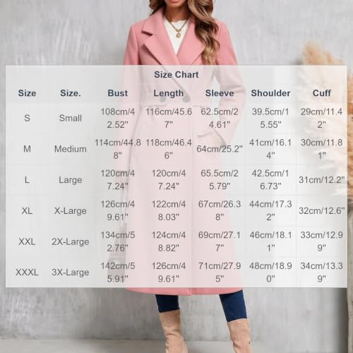 Long Winter Coats for Women Double Breasted Trench Pea Coat with Belt - image 4