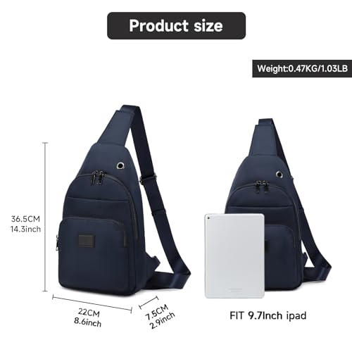 Mochila bandolera reciclada azul oscuro para viaje miniatura 3