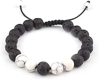 Celokiy Anxiety Lava Stone with Howlite Diffuesr Essential Oil Aromatherapy Bracelets for Men