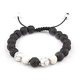 CELOKIY Anxiety Lava Stone with Howlite Diffuesr Essential Oil Aromatherapy Bracelets for Men Women
