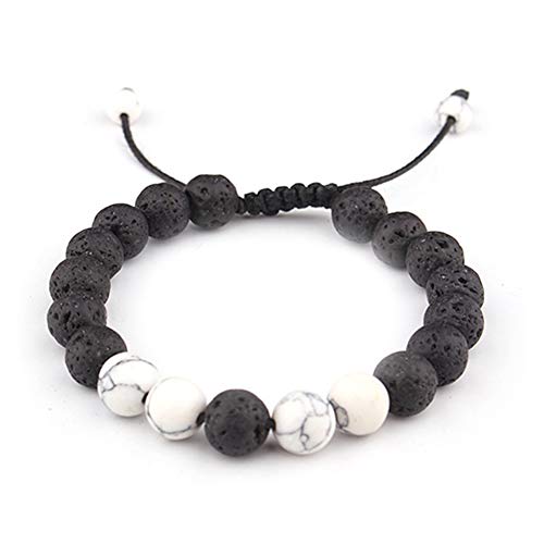 Celokiy Anxiety Lava Stone With Howlite Diffuesr Essential Oil Aromatherapy Bracelets For Men Women Bangle Cuff Adjustable - Relax,Reiki,Energy,Healing #TOP7