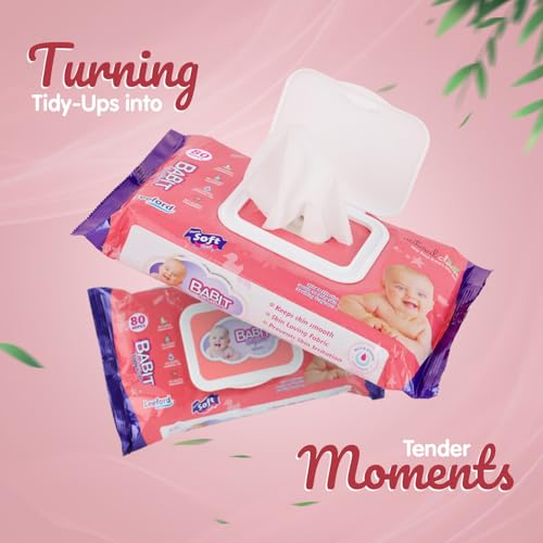 Image of Babit Baby Wipes (80 Wipes each) Pack of 2 | Gentle Cleansing for Newborn & Kids | Hydrates, Soothes & Prevents Rashes | Soft Wet Wipes for Baby & Adults