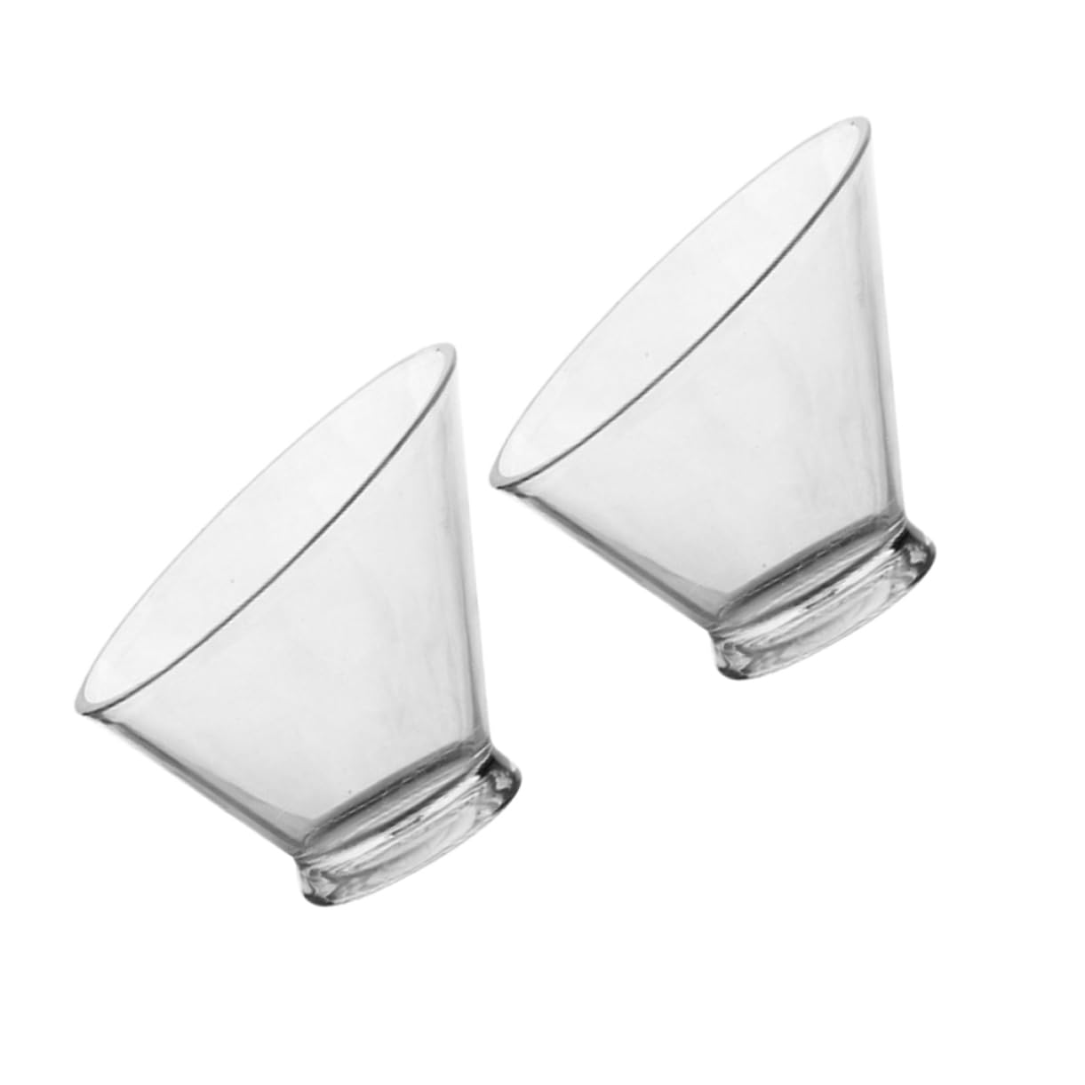 COLLBATH 2Pcs Transparent Plastic Salad Bowls Slanted Ice Cream Cups for Desserts and Vegetables for Parties and Entertaining