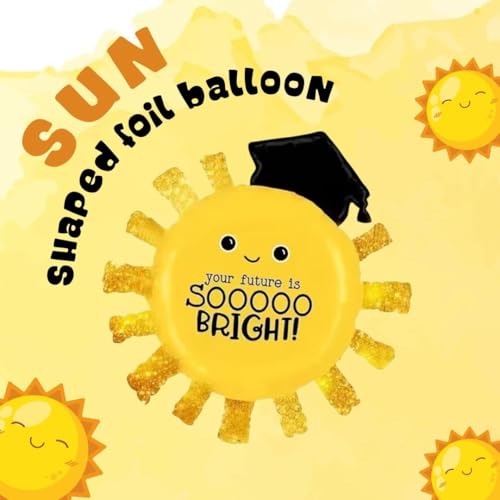 Image of Atpata Funky Happy Graduation Foil Balloons for Graduation Convocation Commencement Ceremony (So Bright Grad Sun)