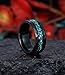 IRROYA Aquamarine Black Gold Plated Tungsten Mens Wedding Band Ring, 8mm Hammered Tungsten Carbide Blue Green Birthstone Engagement Rings for Men's Daily Wear, Male Goth Promise Ring Gift for Him Size 12