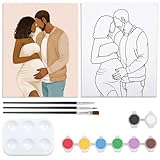 Nuberlic Pre Drawn Canvas for Painting Afro Preggo Babyshower Theme for Mother Pregnant Lady Couple Painting Kit DIY Adult Sip and Paint Party Favor 8' X 10'