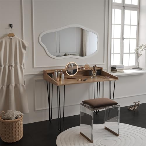 Vicco Schminktisch Eiche Sannar 110x89.5x60 cm - Frisiertisch, Aufgeräumtes Setup in Minuten – verständliche Montage & direkt nutzbar