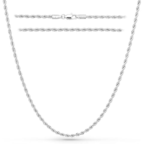 RTZN® Rope Chain for Men – 3mm Rope Mens Silver Chain – Premium Diamond Cut Stainless Steel Necklace for Men – NON-TARNISH & 100% Waterproof Luxurious Mens Chain Necklaces (20" Inches) Cover