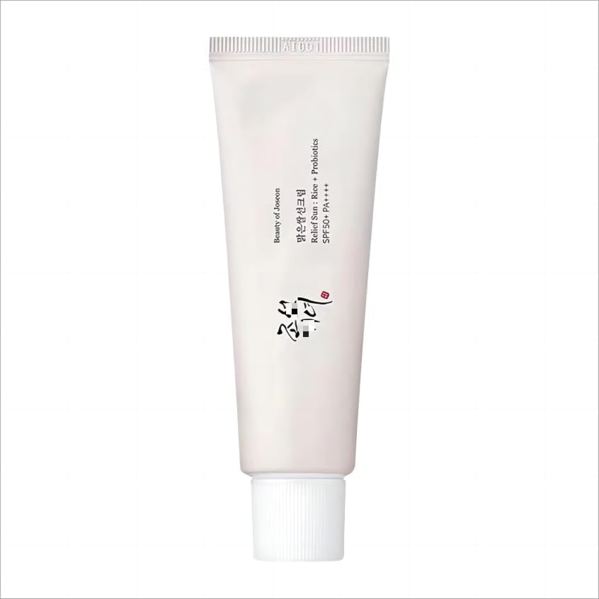 Protector solar facial SPF 50+ con arroz y probióticos, protección solar de primavera y verano, protección de la piel y protección UV, adecuado para todos los tipos de piel (A)