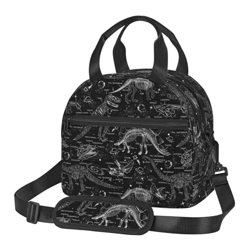 bassyil Dinosaur Insulated Lunch Bag Reusable Lunch Box With Adjustable Shoulder Strap Cooler Tote Bag For Men Women