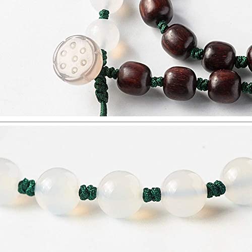 Collier de Perles en agate naturelle et bois de rose pour la méditation
