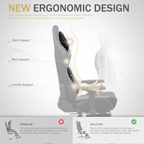 Image of Drogo Matrix Ergonomic Gaming Chair with 4D Armrest, Adjustable Seat Pu Leather & Foot Rest | High Back Computer Chair with Head & Lumbar Support Pillow | Home & Office Chair with Full Recline (Black)