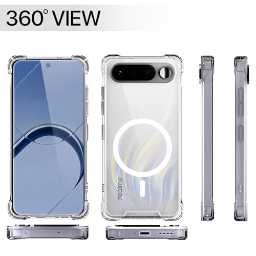 Image of Pikkme Back Cover for Realme 16 5G Mag-Safe Shockproof PC + TPU Protective Case Magnetic Support Bumper Case (Transparent Mag-Safe)