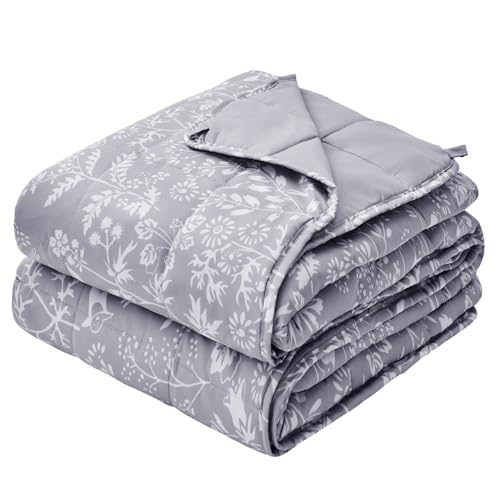 Image of yescool Weighted Blanket for Adults (15 lbs, 48 inch x 72 inch, Pearl Grey) Cooling Heavy Blanket for Sleeping Perfect for 140-160 lbs, Twin Size Breathable Blanket with Premium Glass Bead, Machine Washable