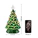 13 Inch Ceramic Christmas Tree, Pre-lit Tabletop Christmas Tree with Multicolored LED Lights and Star, Battery Operated Vintage Lighted Ceramic Tree for Home Office Table Holiday Decorations