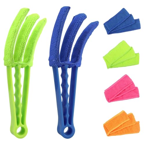 2 Pcs Blind Cleaner Duster Tool, Window Blind Duster Brush with 6 Microfiber Sleeves, Blinds Cleaner