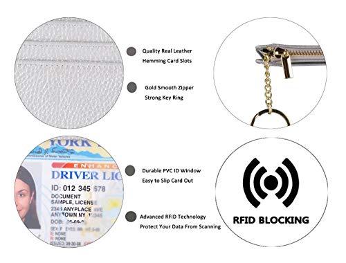 Image of Womens Slim RFID Credit Card Holder Mini Front Pocket Wallet Coin Purse Keychain (LicheeSilver)