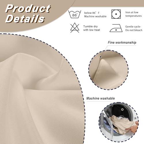 Fixwal 2 Pack Beige 60 x 102 Inch Rectangle Tablecloths, Reusable Heavy Duty Washable Polyester Table Covers for 6 Ft Tables, Wedding, Bridal Shower, Boho Party, Outdoor, Picnic by Fixwal - Used condition - Image 4