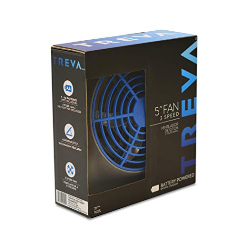 O2Cool Treva 5 Inch Battery Powered Fan Portable Desk Fan 2 Cooling Speeds Battery Powered Fan With Compact Folding & Tilt Design Small Fan Cubicle Accessories (Dark Blue) #TOP1