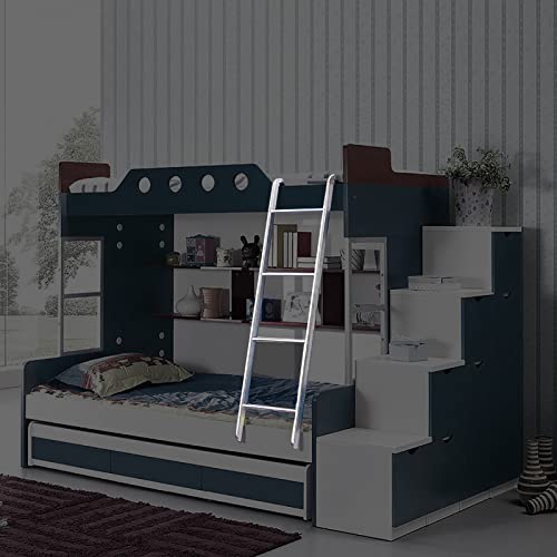 Escalera para cama de literas metálica en color plateado con 4 ganchos de sujeción