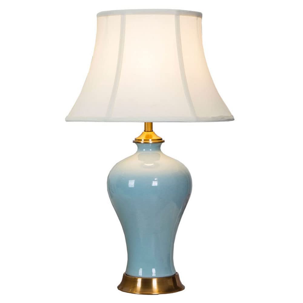 SGKOMN Contemporary Ceramic Table Lamps Blue Desk Lamp Bedroom Bedside Lamp Glass.-1-38 * 65cm
