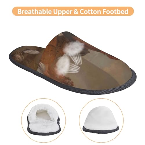 Oil Painting Chicken And Duck Print House Slippers For Women And Men,Soft Slippers With Memory Foam,Non-Slip Indoor Home Shoes3