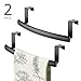 mDesign Steel Over Door Curved Towel Bar Storage, Hanger for Cabinet or Cupboard, Holder Rack for Kitchen, Bathroom - Holds Hand/Dish Towels, Washcloths - Spira Collection - 2 Pack - Black