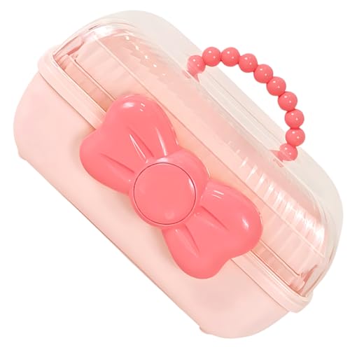 HOMOCONO Adorable Hair Tie Box with Bow Multi Specification Portable Organizer for Hair Accessories Desktop Storage for Jewelry and Items
