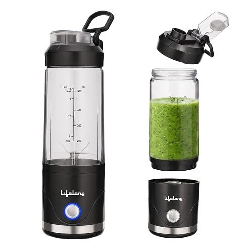 Image of Lifelong Portable Blender 650ml | Portable Juicer Mixer for Smoothies & Juice | 4000mAh USB Rechargeable | 6 Stainless Steel Blades, Durable ABS Build | Detachable Build for Easy Clean | Carry Handle