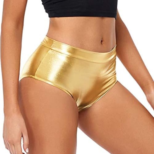 DE Damen Wetlook Shorts Lackleder Hotpants Mcro Strng Tanga Unterhose