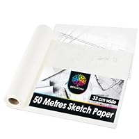 OfficeTree 50m Tracing Paper Roll 33cm Width - 40 GSM - White Translucent - Sewing Pattern Paper for Dressmaking - Roll of Tracing Paper for Drawing Sketching or Technical Drawings