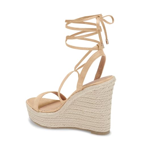 Image of Coutgo Women's Espadrille Wedges Lace Up Platform Ankle Cross Strap Slingback Summer Dress Sandals