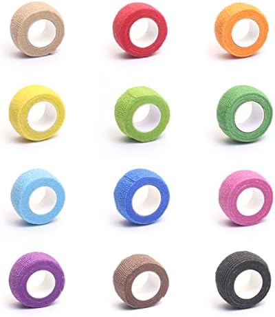 12-Pack Self Adhesive Bandage Wrap 1 Inch x 5 Yards, Elastic Athletic Tape, Tattoo Grip Tape, Non Woven Medical Tape for First Aid, Sports, Wrist, Ankle, Vet Wrap for Pets (Multi-Color)