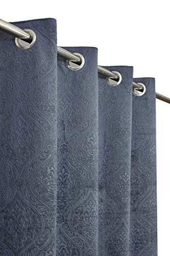 Image of Homefab India 1 Piece Velvet Emboss Window Curtain - 6 feet, Room Darkening Curtains, Grey