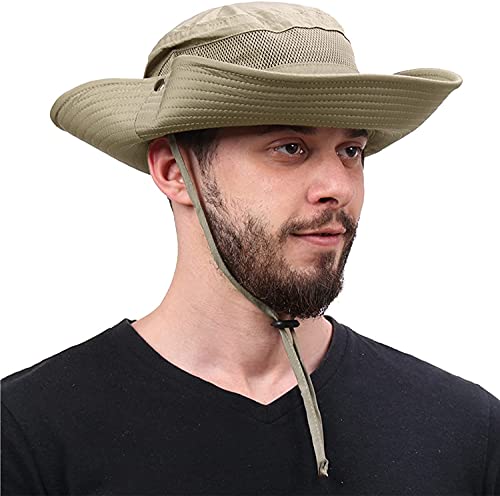 Century Star Sun Hats For Men Wide Brim Hat Women Beach Fishing Outdoor Summer Safari Boonie Hat Upf 50+ Sun Protection Dark Khaki One Size #TOP2