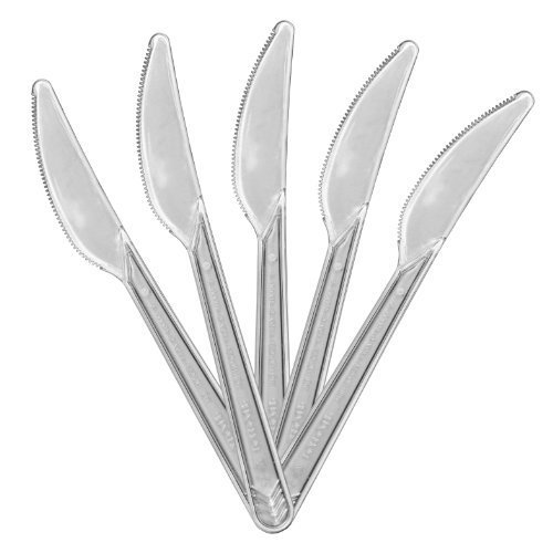 500 of Luxury Quality Clear Knives Plastic Cutlery Weddings Parties Picnics