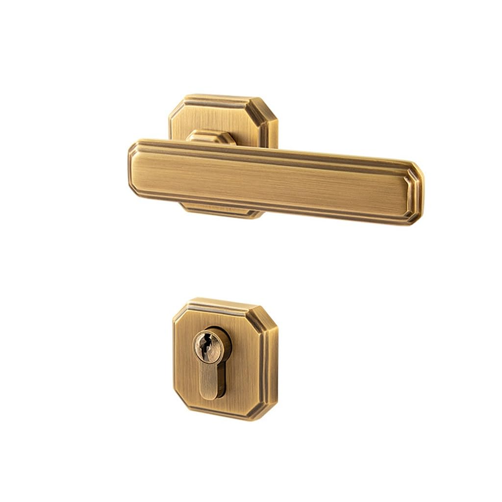 MOBYGKFY Brass Interior Door Lock Bedroom Magnetic Split Room Black Household Handle Wooden