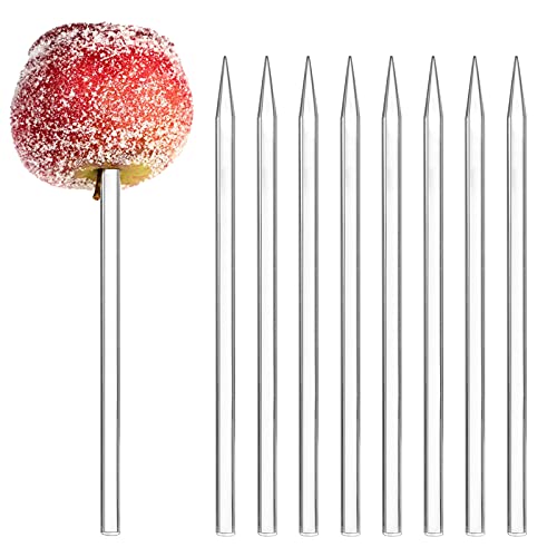 Dxhycc 20 Pieces 6 Inch Acrylic Candy Apple Sticks, 6mm Clear Pointed Acrylic Sticks For Cake Pops or Candy Apple Chocolates