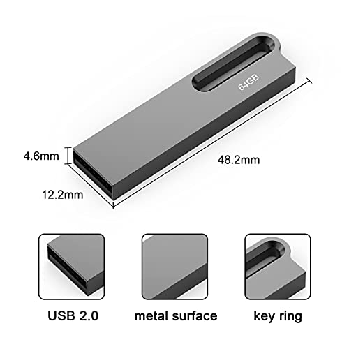 Aiibe 64Gb Flash Drive 2 Pack Metal Usb Drive Thumb Drive 64 Gb Usb 2.0 Memory Stick Waterproof Usb Flash Drive Portable Jump Drive Zip Drives With Keychain (64G, 2 Colors: Black Silver) #TOP3
