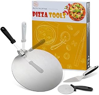 Homelet Pizza Peel, Stainless Steel Non-Stick Circular Pizza Stone with Practical Folding Handle Simple Storage for Home Use Pizza Baking Tool Set