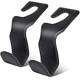 AXELECT Leather Purse Hooks for Car, 2 Pack Car Purse Holder, Car Headrest Hooks Holders for Hanging Purses and Bags Coats Grocery Bag
