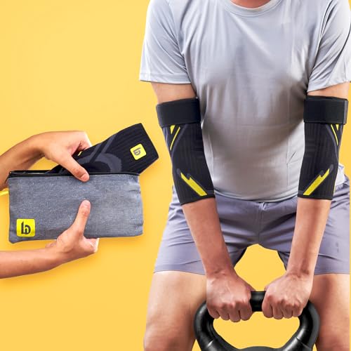 Image of betterhood Premium Elbow Support with EasyMove StableMax Design for Gym, Sports, Day-long Use | Compression Elbow Sleeve for Tennis Elbow, Bursitis, Tendonitis, Arthritis, Injury Recovery (2 Pieces, L)