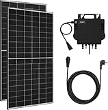 910W Balkonkraftwerk BIFAZIAL komplett Steckdose NEO800M-X 800W Wechselrichter, PV Solaranlage, 2x 455W Glas-Glas Solarmodule, inkl. 5m Kabel, Bluetooth WIFI, Komplettset