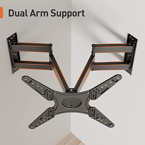 Perlegear Corner Tv Wall Mount For 26-60 Inch Tvs, Full Motion Corner Tv Mount With Articulating Double Arms Swivel Tilt Extension, Corner Mount Tv Bracket Holds Up To 99 Lbs, Max Vesa 400X400, Pgcmf2 #TOP3